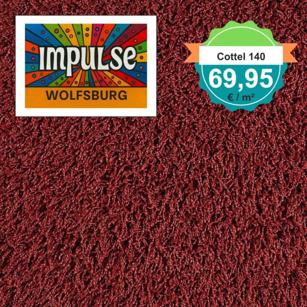 Draufsicht JAB Cottel 140 Rot – Teppichboden, Farbe Rot, Preis 69,95 €/m²